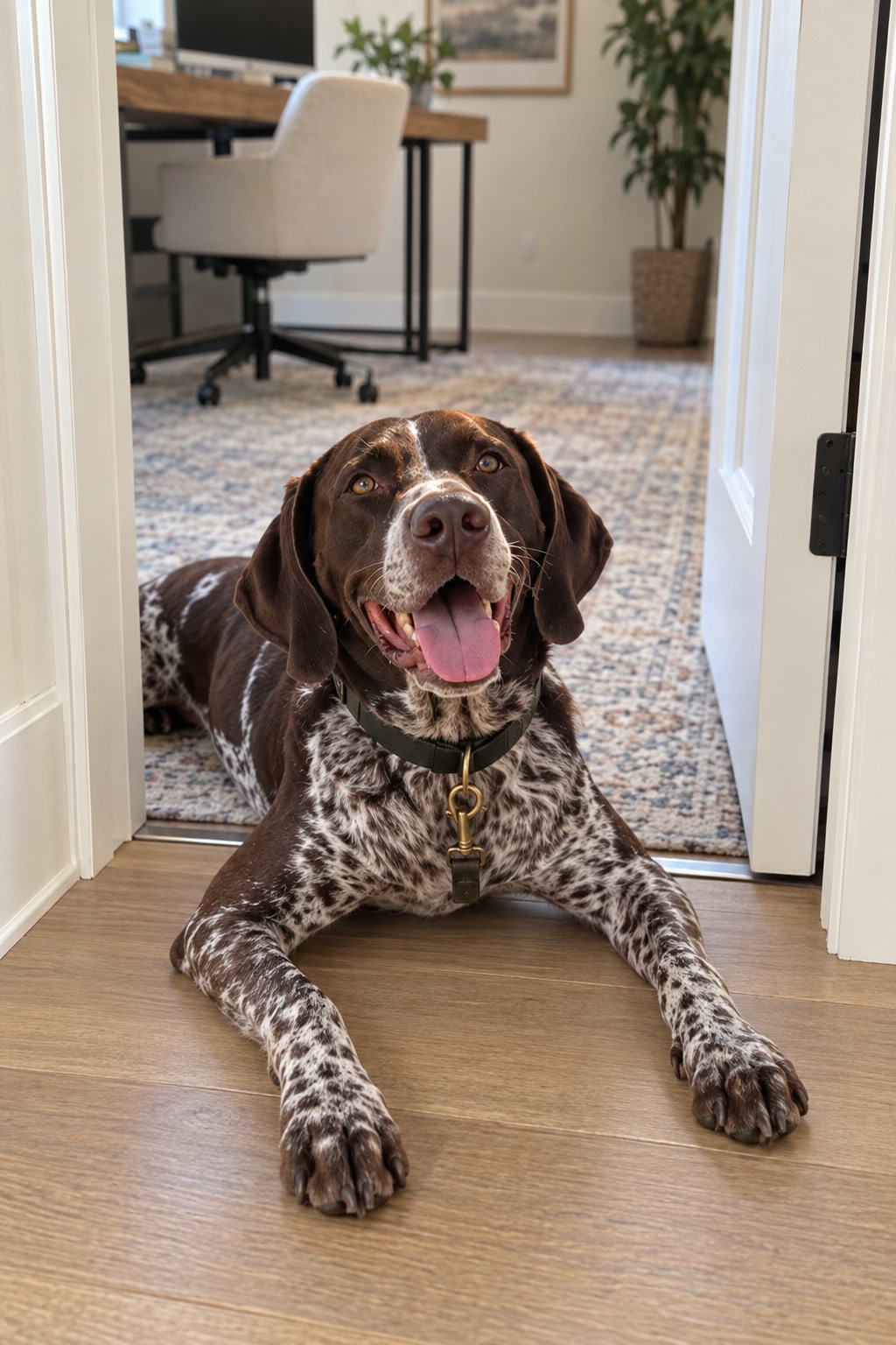 Winston blocking the office doorway